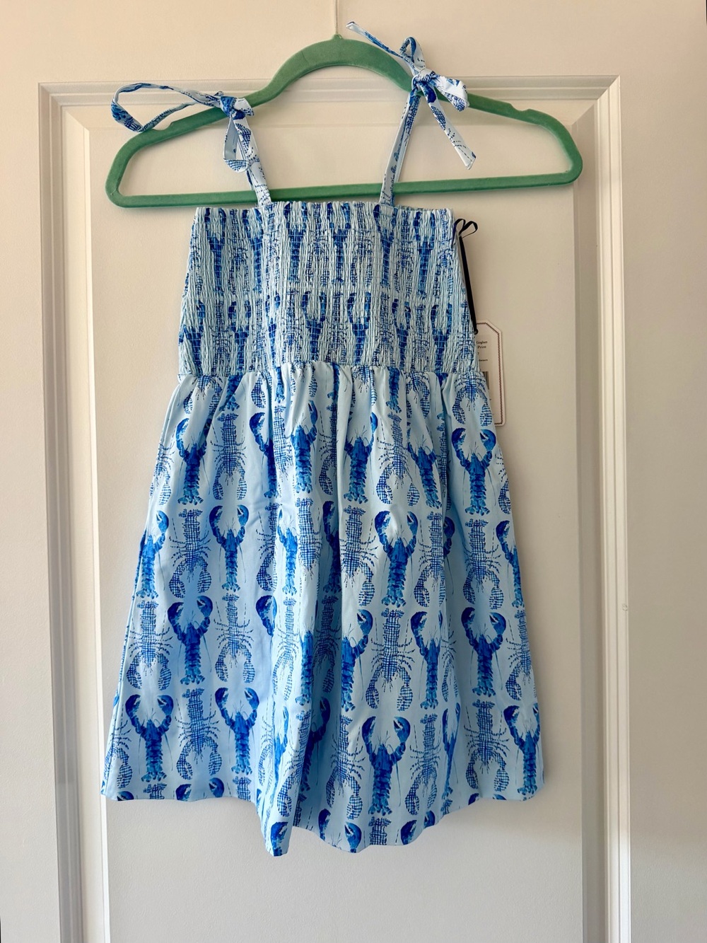 Classic Prep Girls Gingham Lobster Print Hadley Dress NWT